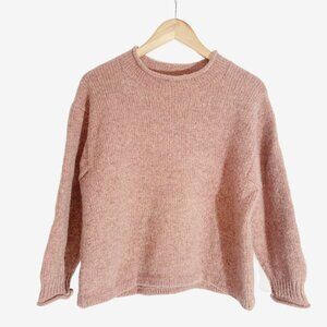 Vintage Heather Salmon Pink Wool Roll Neck Sweater / Made in Canada / Size Small